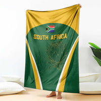 South Africa cricket blanket green and gold panel with South Africa text and protea artwork