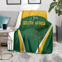 South Africa cricket blanket green and gold with South Africa lettering, protea illustration