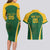 Custom South Africa Cricket Couples Matching Long Sleeve Bodycon Dress and Hawaiian Shirt Go Champions Protea Pattern LT05 - Wonder Print Shop