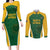 Custom South Africa Cricket Couples Matching Long Sleeve Bodycon Dress and Long Sleeve Button Shirt Go Champions Protea Pattern LT05 - Wonder Print Shop