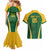 Custom South Africa Cricket Couples Matching Mermaid Dress and Hawaiian Shirt Go Champions Protea Pattern LT05 - Wonder Print Shop