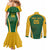 Custom South Africa Cricket Couples Matching Mermaid Dress and Long Sleeve Button Shirt Go Champions Protea Pattern