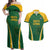 Custom South Africa Cricket Couples Matching Off Shoulder Maxi Dress and Hawaiian Shirt Go Champions Protea Pattern LT05 - Wonder Print Shop