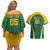 Custom South Africa Cricket Couples Matching Off Shoulder Short Dress and Hawaiian Shirt Go Champions Protea Pattern LT05 - Wonder Print Shop