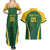 Custom South Africa Cricket Couples Matching Summer Maxi Dress and Hawaiian Shirt Go Champions Protea Pattern LT05 - Wonder Print Shop