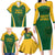 Custom South Africa Cricket Family Matching Long Sleeve Bodycon Dress and Hawaiian Shirt Go Champions Protea Pattern LT05 - Wonder Print Shop