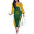 Custom South Africa Cricket Family Matching Off The Shoulder Long Sleeve Dress and Hawaiian Shirt Go Champions Protea Pattern LT05 - Wonder Print Shop