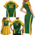 Custom South Africa Cricket Family Matching Short Sleeve Bodycon Dress and Hawaiian Shirt Go Champions Protea Pattern LT05 - Wonder Print Shop