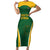 Custom South Africa Cricket Family Matching Short Sleeve Bodycon Dress and Hawaiian Shirt Go Champions Protea Pattern LT05 - Wonder Print Shop