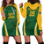 Custom South Africa Cricket Hoodie Dress Go Champions Protea Pattern LT05 - Wonder Print Shop