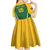 Custom South Africa Cricket Kid Short Sleeve Dress Go Champions Protea Pattern LT05 - Wonder Print Shop