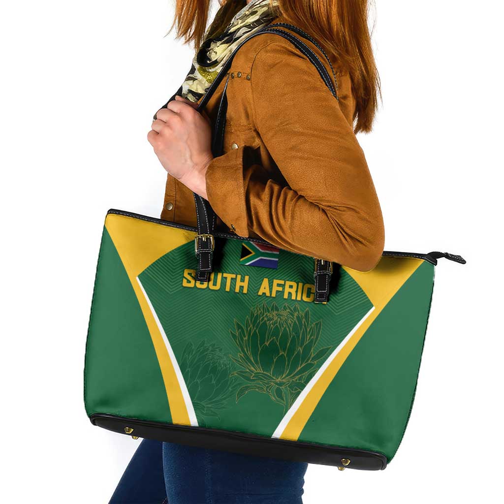 South Africa Cricket Leather Tote Bag Go Champions Protea Pattern LT05 - Wonder Print Shop