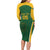 Custom South Africa Cricket Long Sleeve Bodycon Dress Go Champions Protea Pattern LT05 - Wonder Print Shop