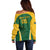 Custom South Africa Cricket Off Shoulder Sweater Go Champions Protea Pattern