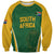 Custom South Africa Cricket Sweatshirt Go Champions Protea Pattern