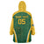 Custom South Africa Cricket Wearable Blanket Hoodie Go Champions Protea Pattern LT05 - Wonder Print Shop