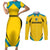 Custom Bahamas Football Couples Matching Short Sleeve Bodycon Dress and Long Sleeve Button Shirt Go Champions Baha Boyz