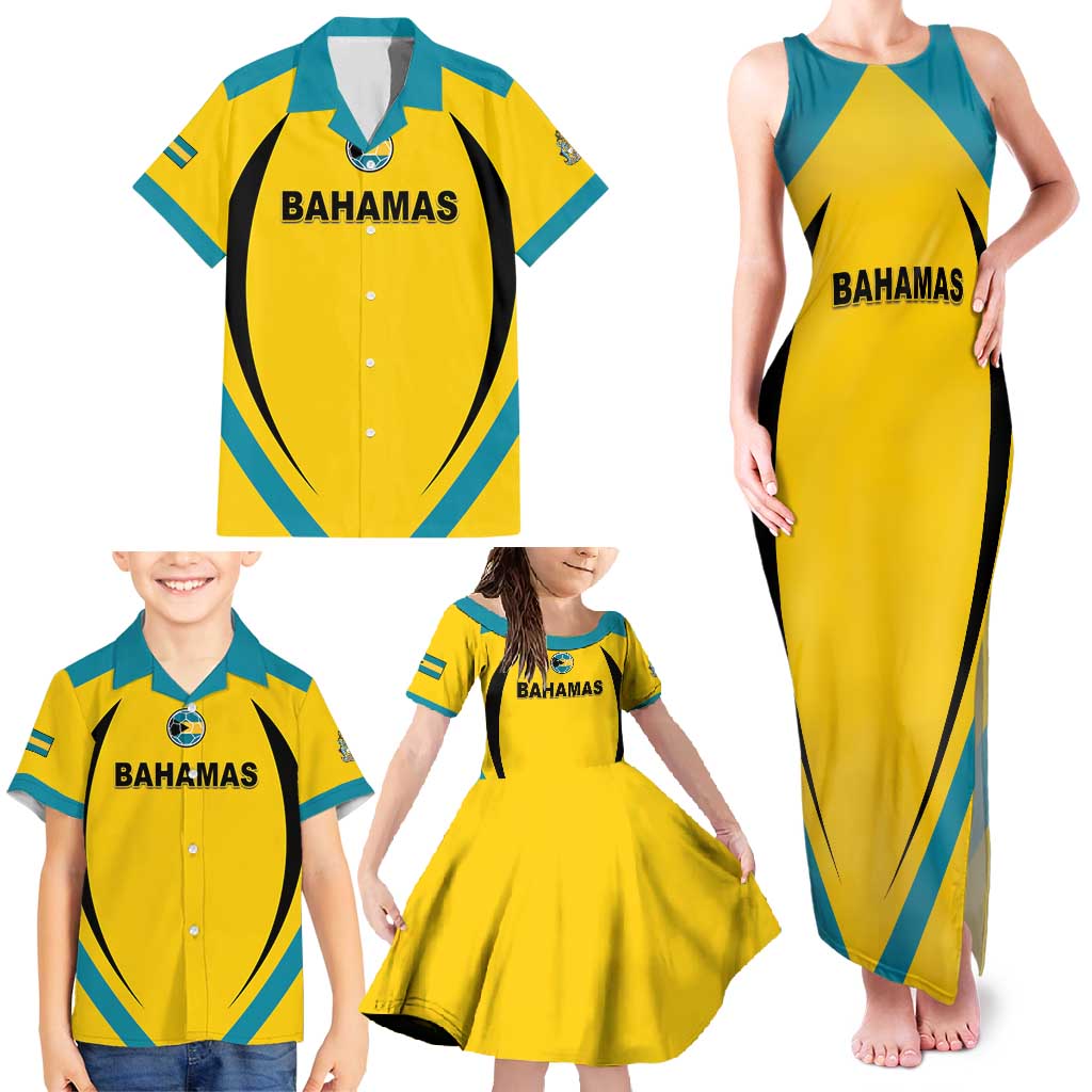 Custom Bahamas Football Family Matching Tank Maxi Dress and Hawaiian Shirt Go Champions Baha Boyz