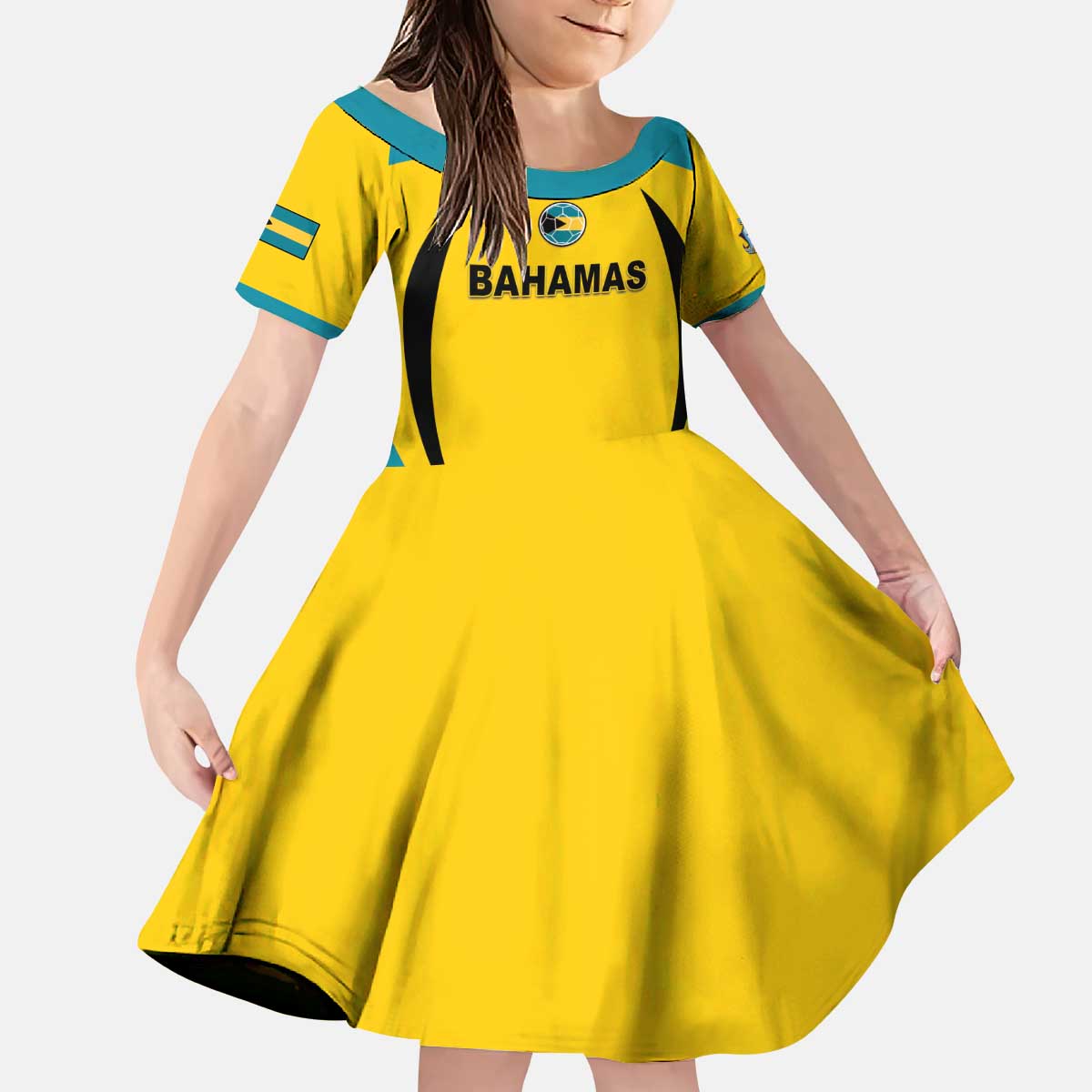 Custom Bahamas Football Kid Short Sleeve Dress Go Champions Baha Boyz