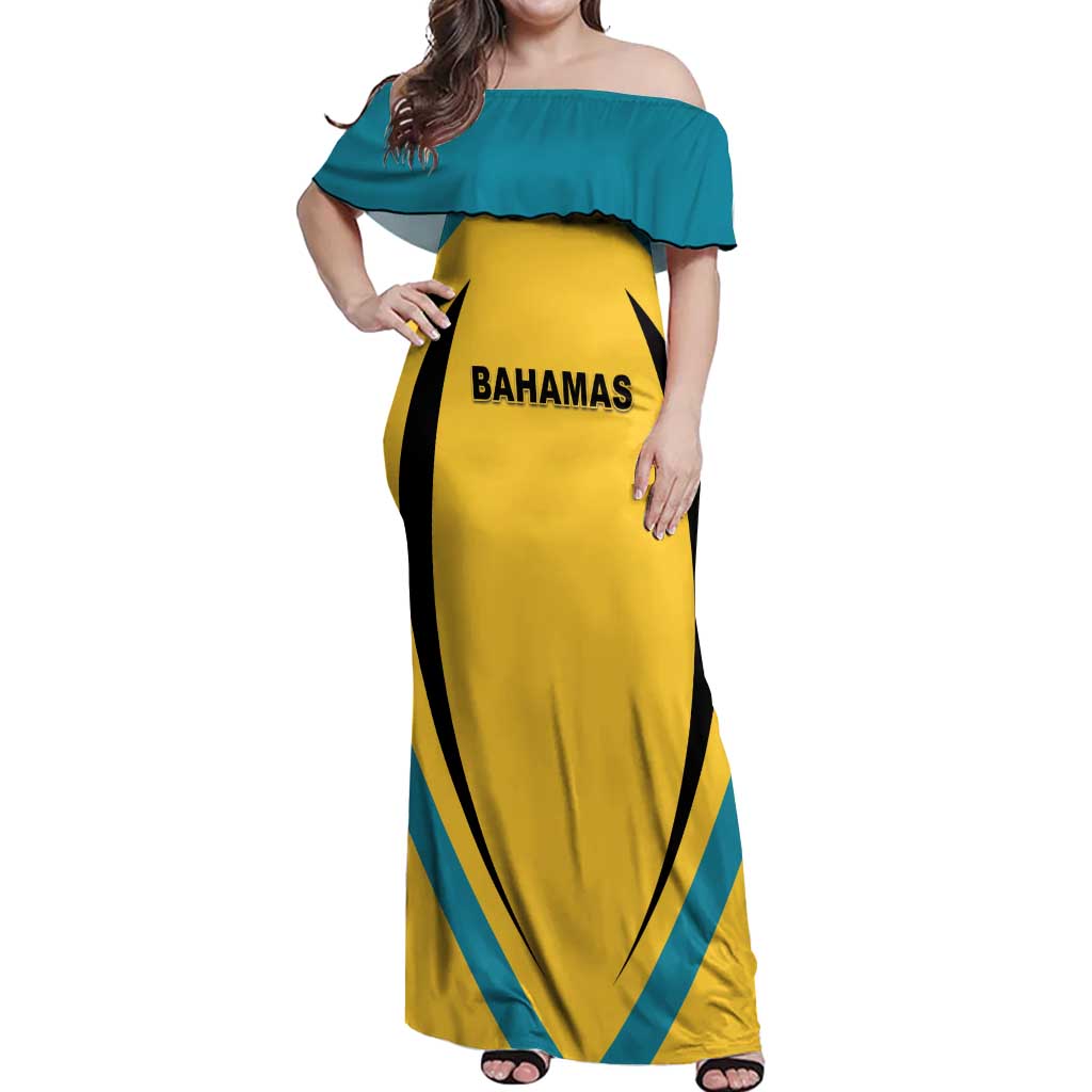 Custom Bahamas Football Off Shoulder Maxi Dress Go Champions Baha Boyz