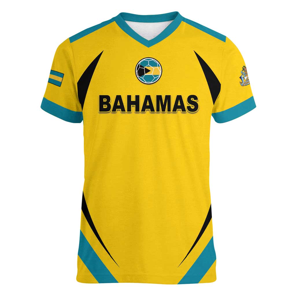 Custom Bahamas Football Women V-Neck T-Shirt Go Champions Baha Boyz