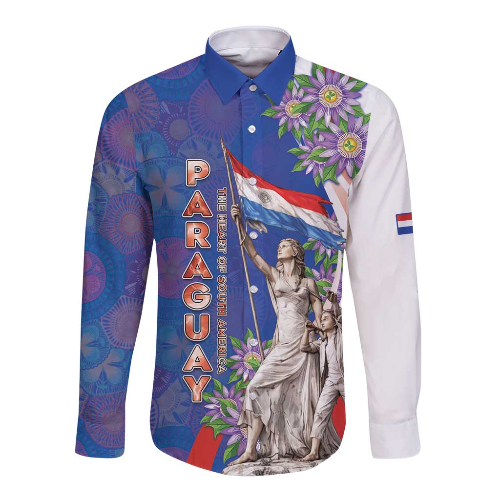 Paraguay Independence Day Long Sleeve Button Shirt The Heart Of South America