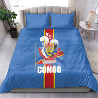 DR Congo Independence Day Bedding Set Leopard Pattern With Coat Of Arms