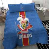 DR Congo Independence Day Bedding Set Leopard Pattern With Coat Of Arms
