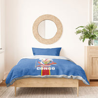 DR Congo Independence Day Bedding Set Leopard Pattern With Coat Of Arms