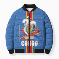 DR Congo Independence Day Bomber Puffer Jacket Leopard Pattern With Coat Of Arms