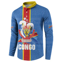 DR Congo Independence Day Button Sweatshirt Leopard Pattern With Coat Of Arms