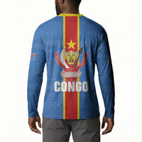 DR Congo Independence Day Button Sweatshirt Leopard Pattern With Coat Of Arms