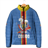 DR Congo Independence Day Padded Jacket Leopard Pattern With Coat Of Arms