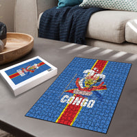 DR Congo Independence Day Puzzle Leopard Pattern With Coat Of Arms