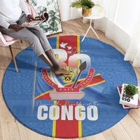DR Congo Independence Day Round Carpet Leopard Pattern With Coat Of Arms