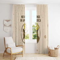 Beige curtain pair with crown emblem artwork and “NO KINGS IN AMERICA”