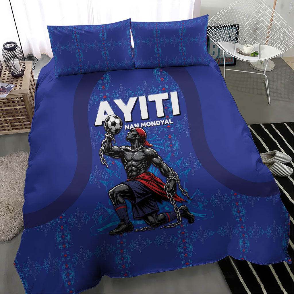 Haiti Ayiti Nan Mondyal 2026 Bedding Set Fyete Lit Victwa Blue Version