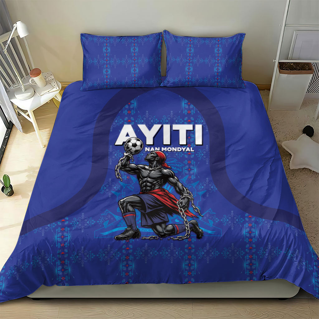 Haiti Ayiti Nan Mondyal 2026 Bedding Set Fyete Lit Victwa Blue Version