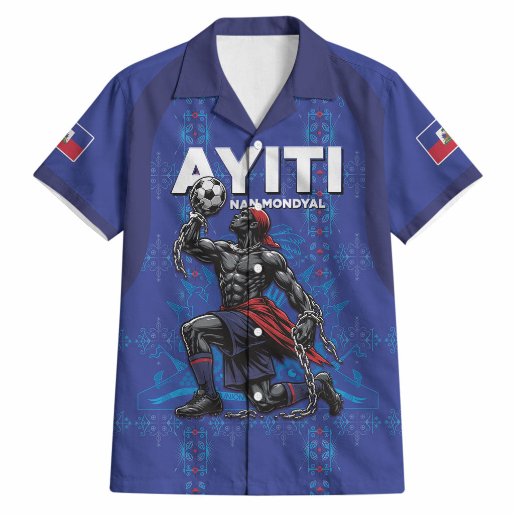 Custom Haiti Ayiti Nan Mondyal 2026 Hawaiian Shirt Fyete Lit Victwa Blue Version