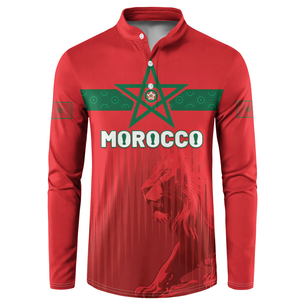 Custom Morocco Football 2026 Button Sweatshirt Atlas Lions Breathtaking Victory Red Version
