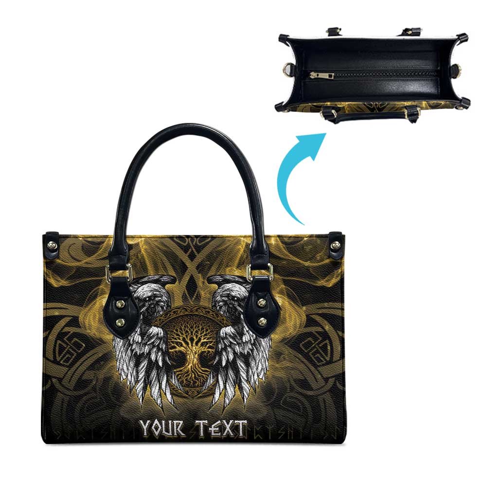 Personalized Cornwall Celtic Chough Leather Bag With Tree Of Life - Wonder Print Shop