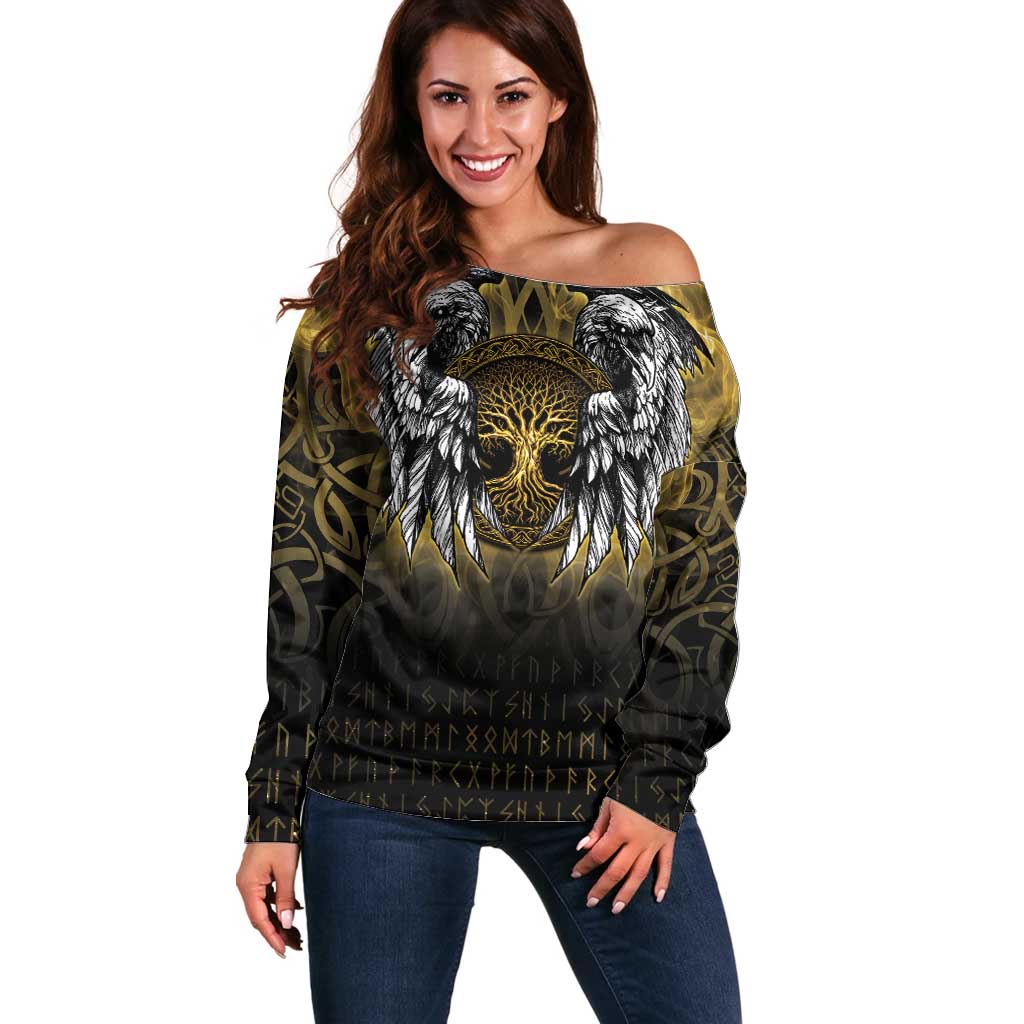 Personalized Cornwall Celtic Chough Off Shoulder Sweater With Tree Of Life - Wonder Print Shop