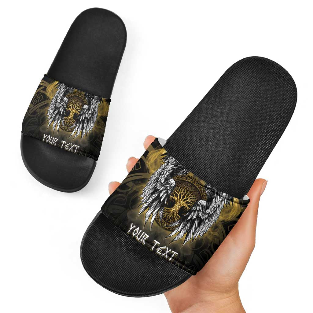 Personalized Cornwall Celtic Chough Slide Sandals With Tree Of Life - Wonder Print Shop