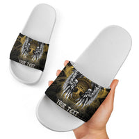 Personalized Cornwall Celtic Chough Slide Sandals With Tree Of Life - Wonder Print Shop
