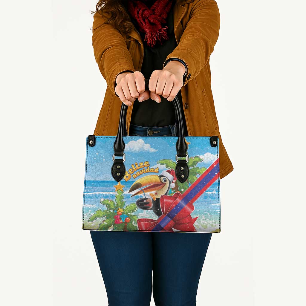 Belize Navidad Christmas Leather Bag Funny Santa Toucan - Wonder Print Shop