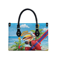 Belize Navidad Christmas Leather Bag Funny Santa Toucan - Wonder Print Shop