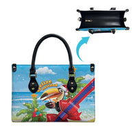 Belize Navidad Christmas Leather Bag Funny Santa Toucan - Wonder Print Shop