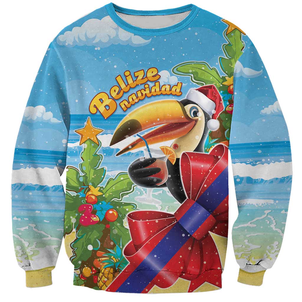 Belize Navidad Christmas Sweatshirt Funny Santa Toucan - Wonder Print Shop