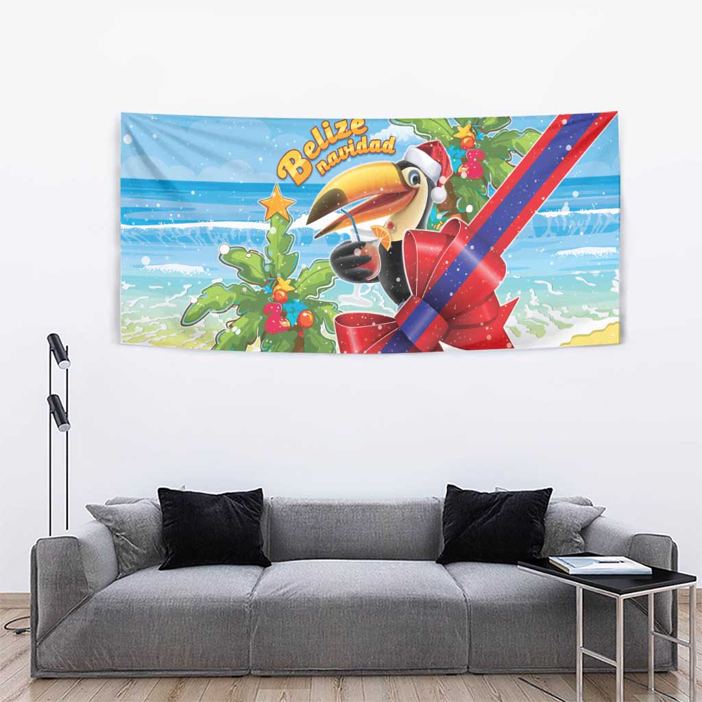 Belize Navidad Christmas Tapestry Funny Santa Toucan - Wonder Print Shop