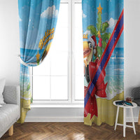 Belize Navidad Christmas Window Curtain Funny Santa Toucan - Wonder Print Shop